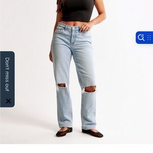 Abercrombie & Fitch Light Blue Ripped Straight Leg Jeans
